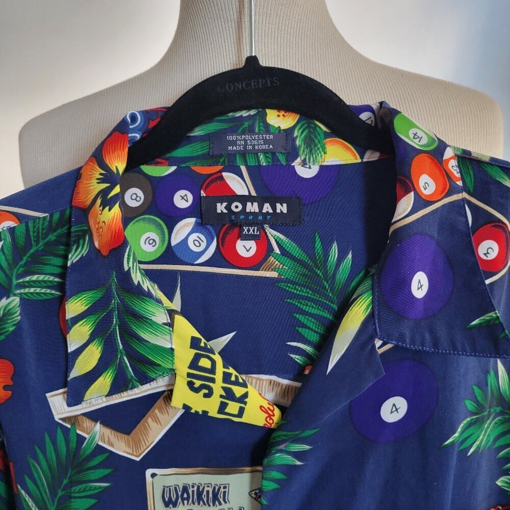 Vintage Koman’s Maui Waikiki Billiards Pool Hawaiian Men’s Shirt (Size: XXL)